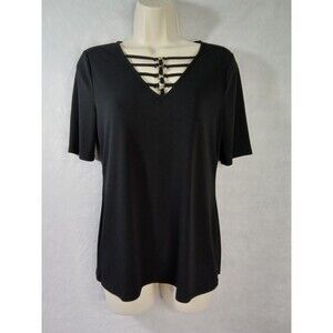 Bold Elements Cut To Curve Black Short Sleeve Womens Medium